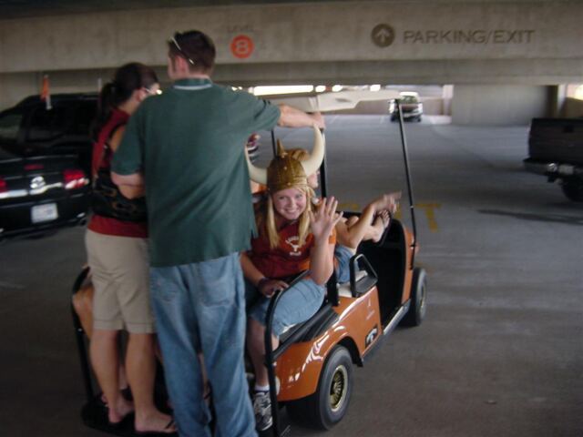 Mel heads off on the Nation cart