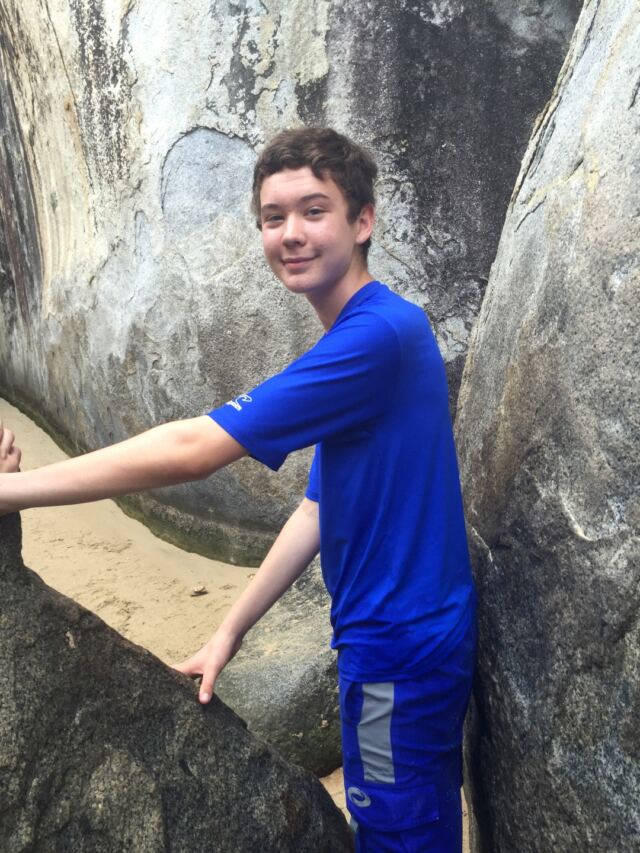 Connor on the rocks