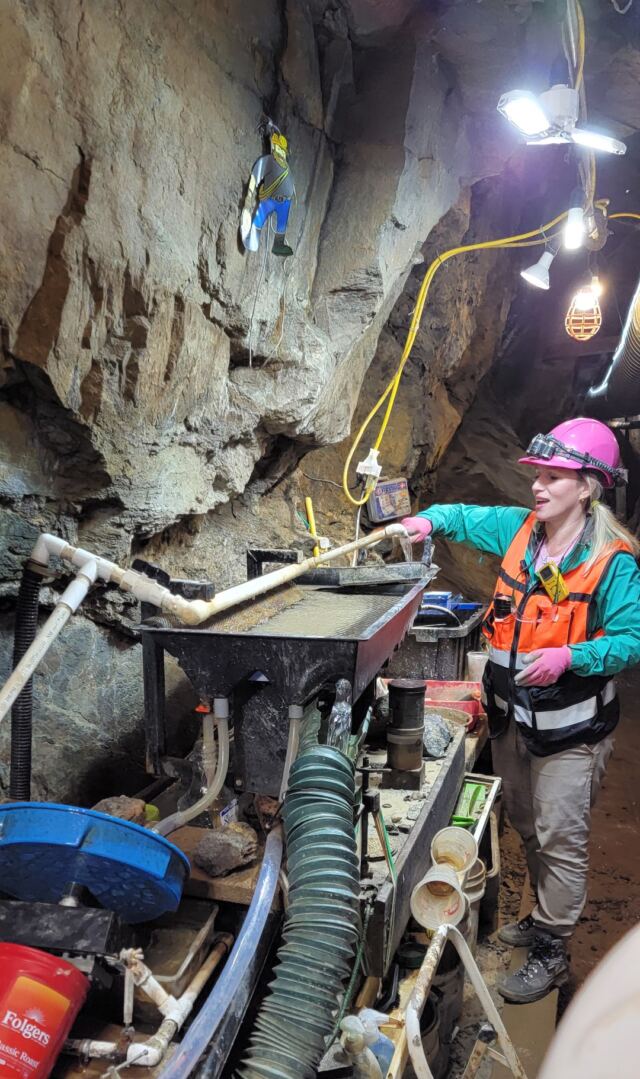 Daniela shows off the ore processing table