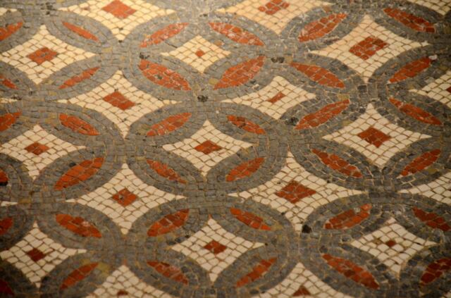 Chedworth Roman Villa - misc uncovered mosaic tile floors (4)