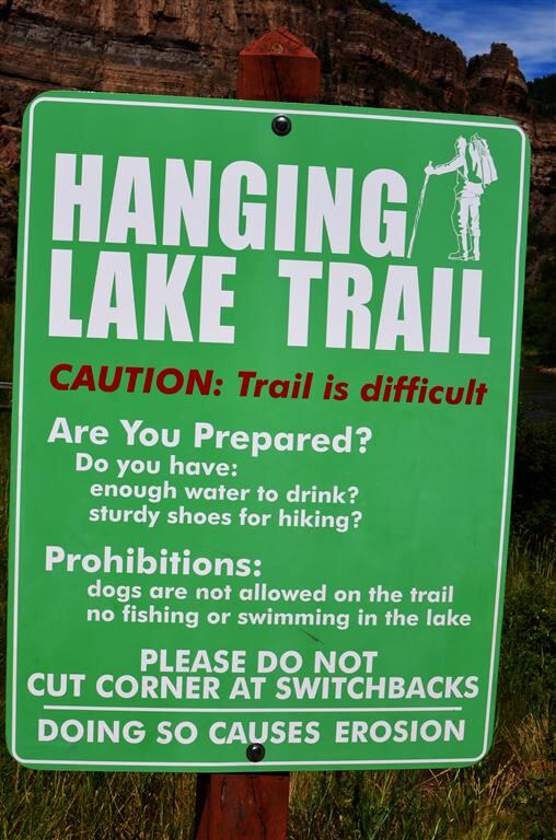 Hanging Lake Trail sign