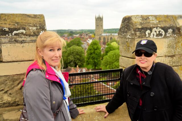Warwick Castle - LeAnn and Kathy atop Guy's Tower