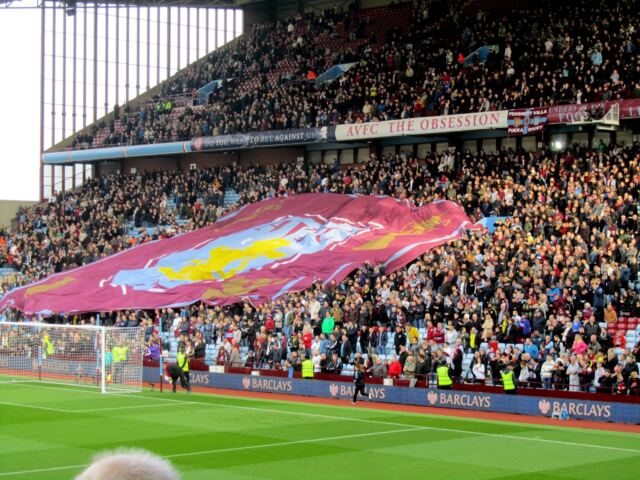 The Holte End unfurls the Villa banner (5)