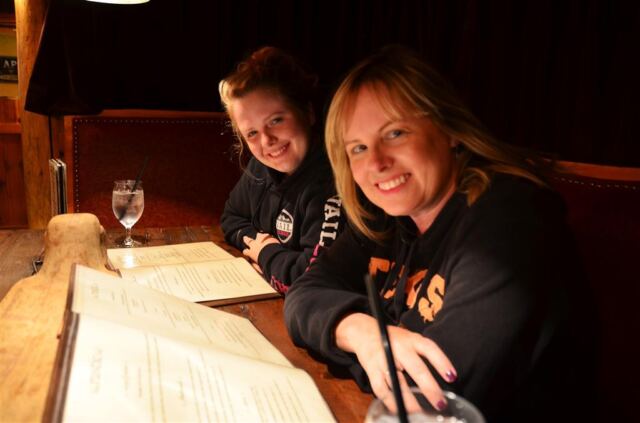 Mel and Kathy - Rustic Inn wine cellar for dinner (2)