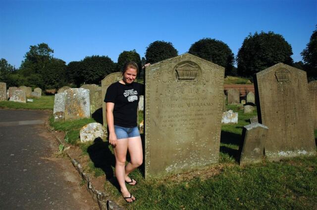 Melanie and the huge tombstones