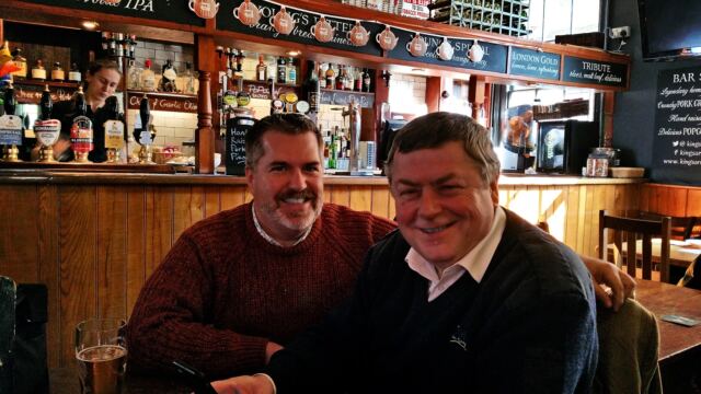 Roger and John at lunch in Oxford