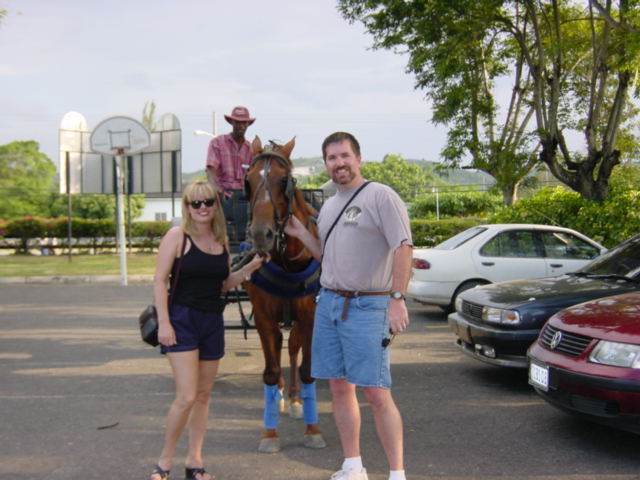 Kathy, horse, and Roger