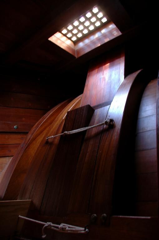 Looking up at deck hatch