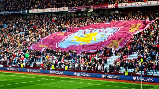 The Holte End unfurls the Villa banner (2)