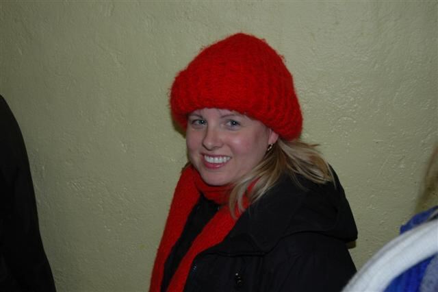 Kathy in her Marge Simpson hat
