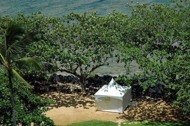 Paul and Geri's tent at Hanalei Bay