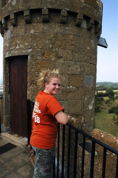 Melanie atop the Broadway Tower